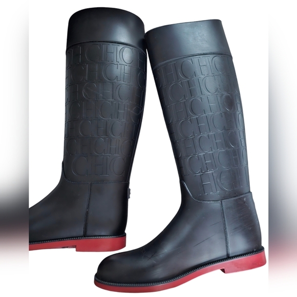 Carolina Herrera chic Black Women's Knee-High rubber Boots. Size 38 - Picture 4 of 6